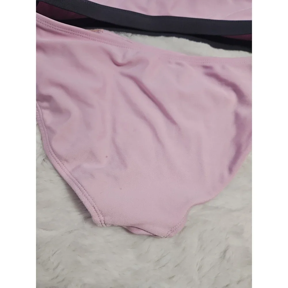 Justice Girls Swimsuit Lot Size M 10 Rash Guard Bikini 4 Pc Athletic Pink Black